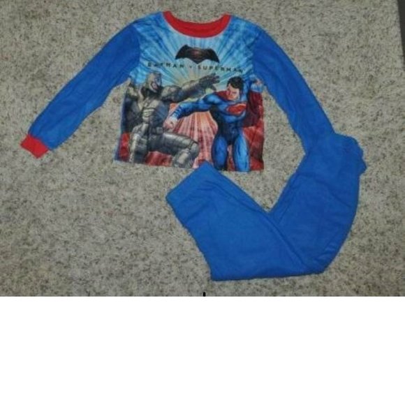 Boys Marvel Winter Pajamas 8 Batman vs Superman Fleece Blue 2 Pc Sleep Set - Picture 1 of 4